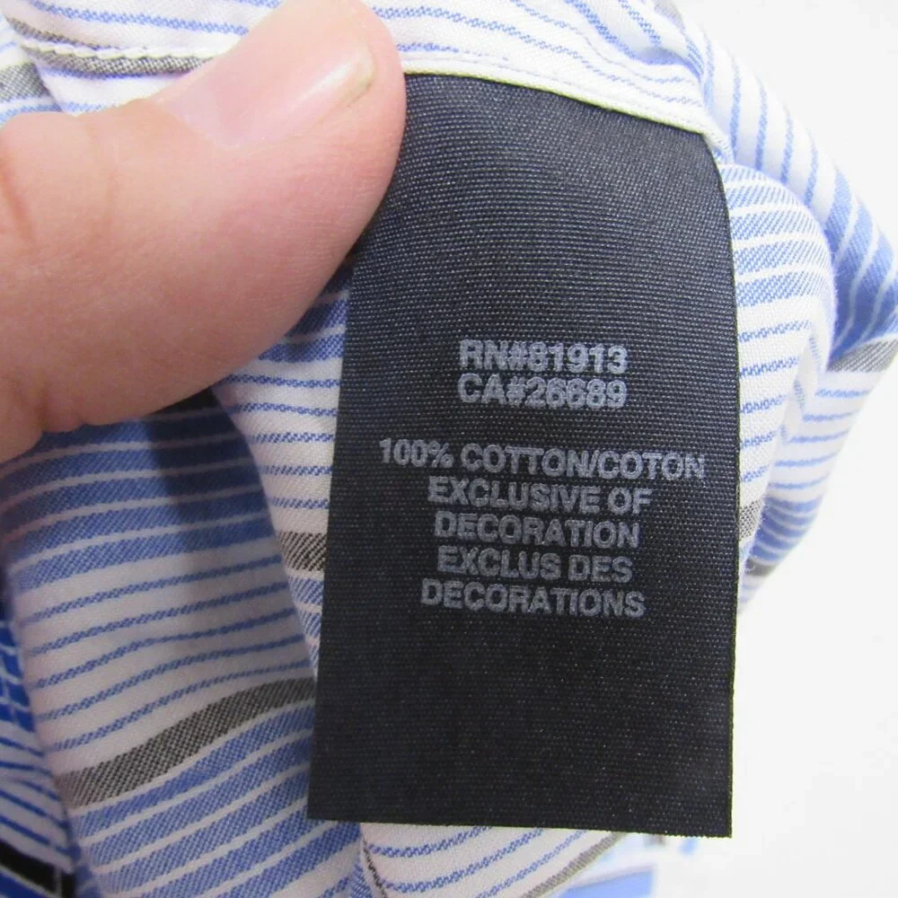 Robert Graham Men's 2XL Blue Striped Cotton‎ Casual Button-Down Shirt L/S
